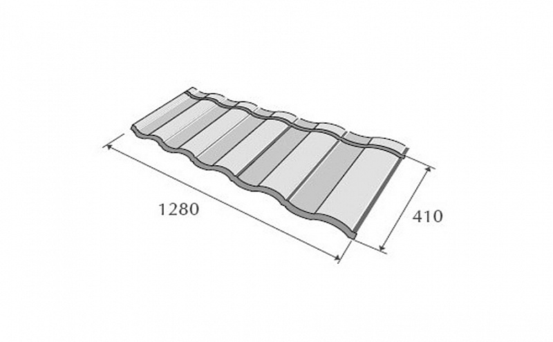 Композитная черепица METROTILE МетроРоман зеленый, 1280*410 мм